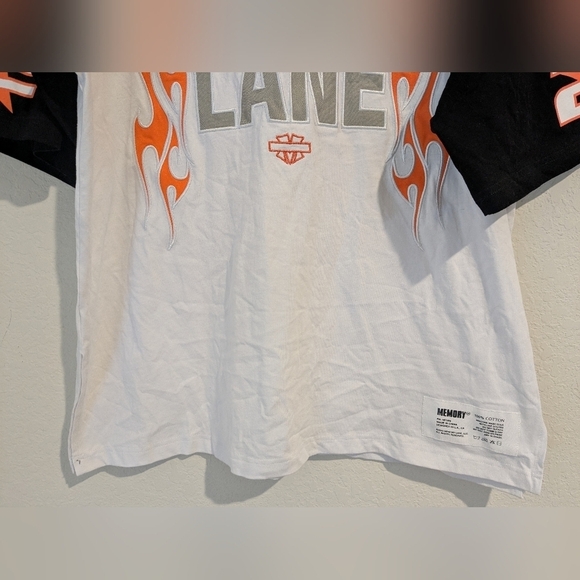 Memory Lane LA White Colorblock Flame Graphic Rider Heavy Cotton Jersey Shirt - Picture 7 of 14
